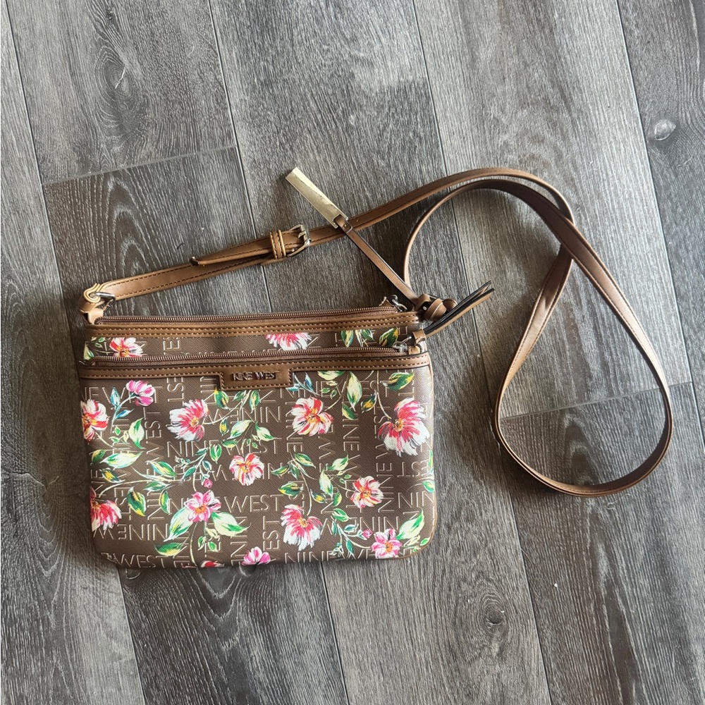 Nine West Floral Brown Crossbody Bag